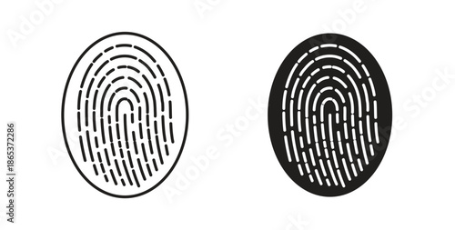 Fingerprint icons illustration, editable stroke, flat design style isolated on white