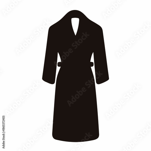Elegant black silhouette of a robe or dressing gown on white backdrop