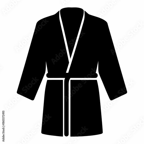 Black bath robe with belt for spa or relaxing at home