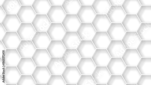 Abstract white 3d hexagonal honeycomb pattern background with subtle depth shadows geometric seamless grid modern minimal vector design