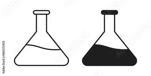 Flask icons illustration, editable stroke, flat design style isolated on white