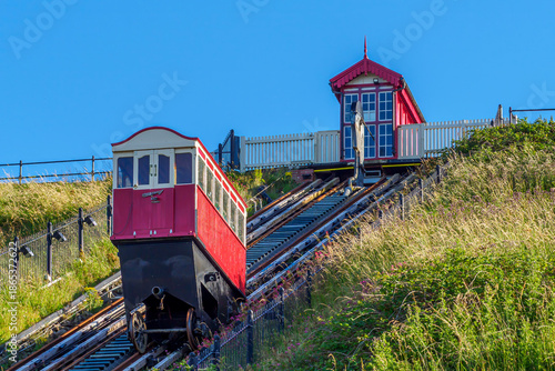 Saltburn Cliff Tramway water balanced funicular transporting people