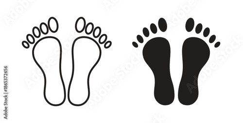 Foot icons illustration, editable stroke, flat design style isolated on white