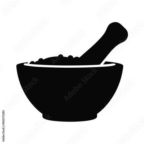 Elegant mortar and pestle silhouette for herbs, spices, and medicine preparations