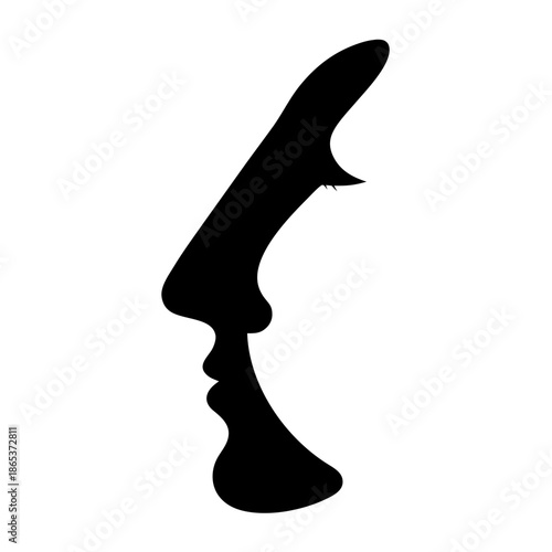 Elegant Silhouette of Face Profile with Black and White Contrast Design