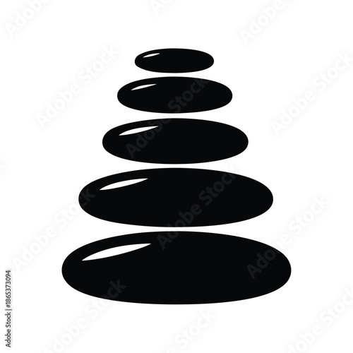 Black and white balanced stone stack for relaxation and meditation practices