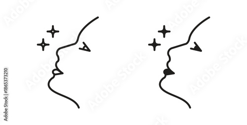 Glowing skin icons illustration, editable stroke, flat design style isolated on white