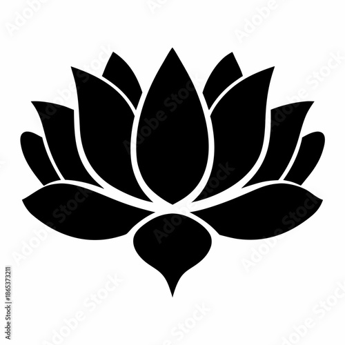 Black and White Lotus Flower Symbol Represents Purity and Enlightenment