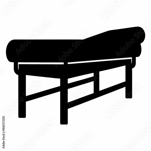 Black silhouette of a chaise lounge or daybed with wooden frame
