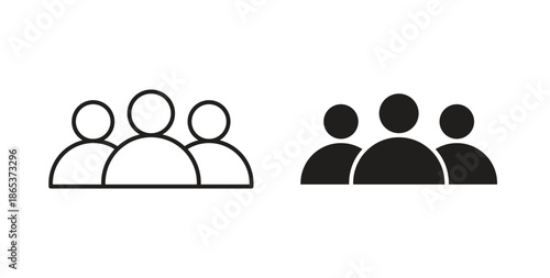 Group icons illustration, editable stroke, flat design style isolated on white