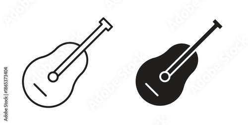 Guitar icons illustration, editable stroke, flat design style isolated on white