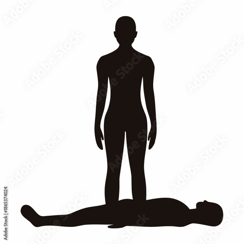 Shadows of Care A Silhouette Scene of First Aid or CPR