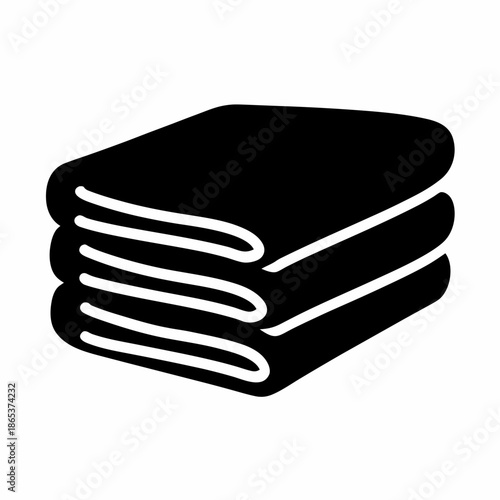 Stack of neatly folded towels or cloths isolated on a white background