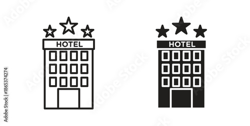 hotel icons illustration, editable stroke, flat design style isolated on white