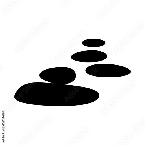 Minimalist Zen Garden Illustration featuring Stacked Rocks on Clean White Background