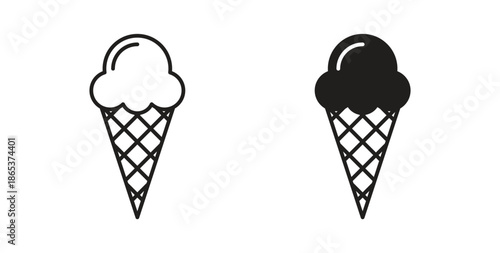 Ice cream icons illustration, editable stroke, flat design style isolated on white