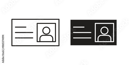 Identity card icons illustration, editable stroke, flat design style isolated on white