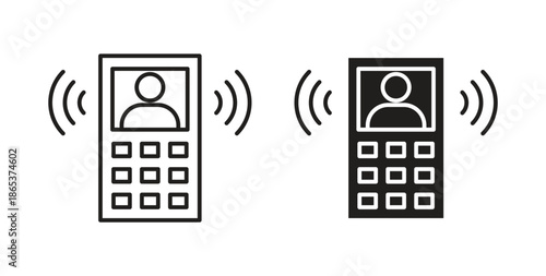 Interphone icons illustration, editable stroke, flat design style isolated on white