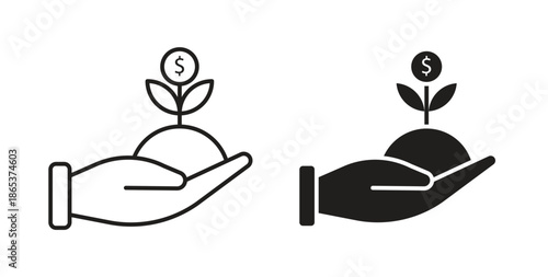 Investment icons illustration, editable stroke, flat design style isolated on white