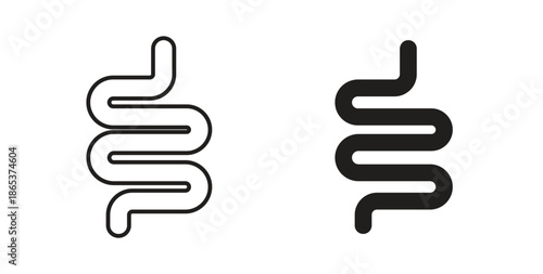 Intestine icons illustration, editable stroke, flat design style isolated on white