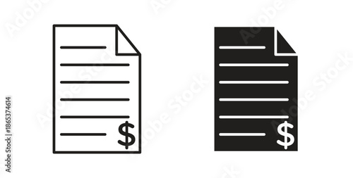 Invoice icons illustration, editable stroke, flat design style isolated on white