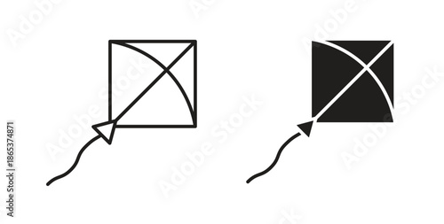 Kite icons illustration, editable stroke, flat design style isolated on white