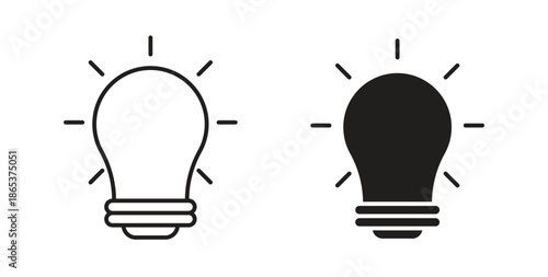 Light bulb icons illustration, editable stroke, flat design style isolated on white