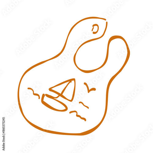 ヨット柄のよだれかけ（ビブ）のシンプルイラスト