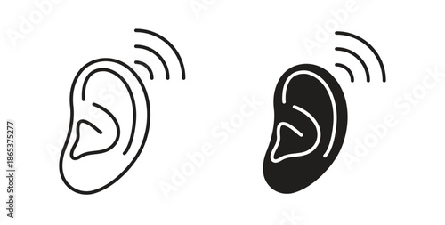 Listening icons illustration, editable stroke, flat design style isolated on white