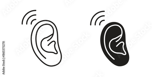 Listening icons illustration, editable stroke, flat design style isolated on white