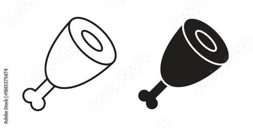 Meat icons illustration, editable stroke, flat design style isolated on white