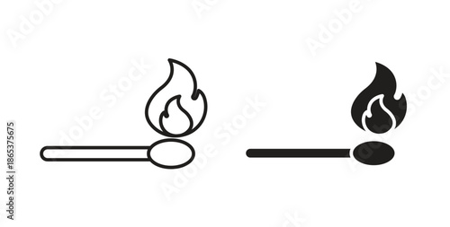 Matches icons illustration, editable stroke, flat design style isolated on white