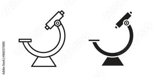 Microscope icons illustration, editable stroke, flat design style isolated on white