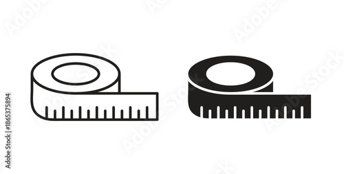 Meter tape icons illustration, editable stroke, flat design style isolated on white