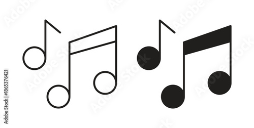 Music note icons illustration, editable stroke, flat design style isolated on white