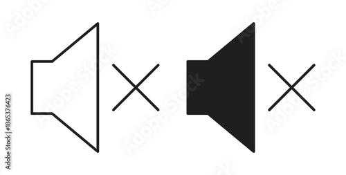 Mute icons illustration, editable stroke, flat design style isolated on white