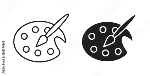 Paint icons illustration, editable stroke, flat design style isolated on white