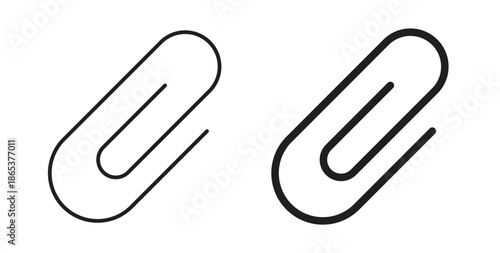 Paperclip icons illustration, editable stroke, flat design style isolated on white