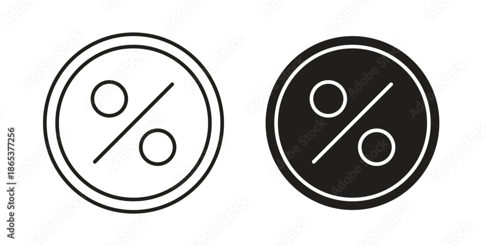Fototapeta premium Percentage icons illustration, editable stroke, flat design style isolated on white