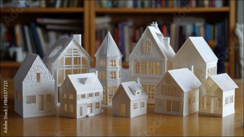 Paper Houses Group Collection on Table AI Generated