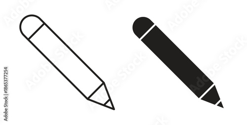 Pencil icons illustration, editable stroke, flat design style isolated on white