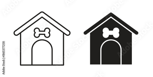 Pet house icons illustration, editable stroke, flat design style isolated on white