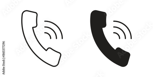 Phone call icons illustration, editable stroke, flat design style isolated on white