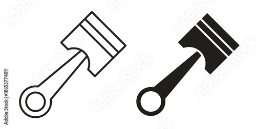 Piston icons illustration, editable stroke, flat design style isolated on white