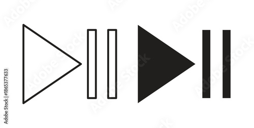 Play pause icons illustration, editable stroke, flat design style isolated on white