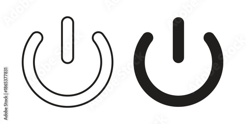 Power button icons illustration, editable stroke, flat design style isolated on white