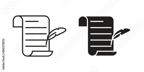 Quill icons illustration, editable stroke, flat design style isolated on white