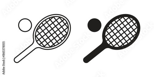 Racket icons illustration, editable stroke, flat design style isolated on white