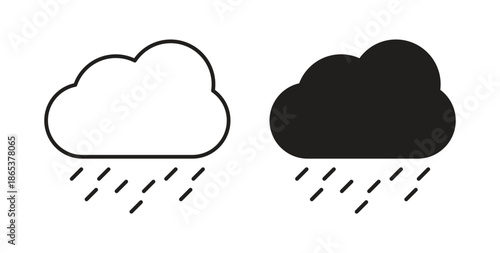 Rain icons illustration, editable stroke, flat design style isolated on white