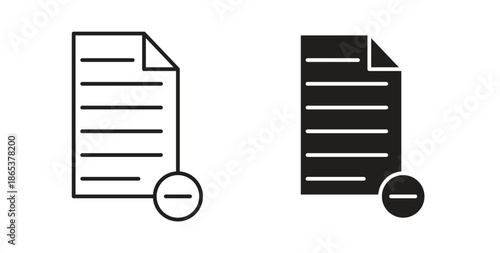 Remove document icons illustration, editable stroke, flat design style isolated on white